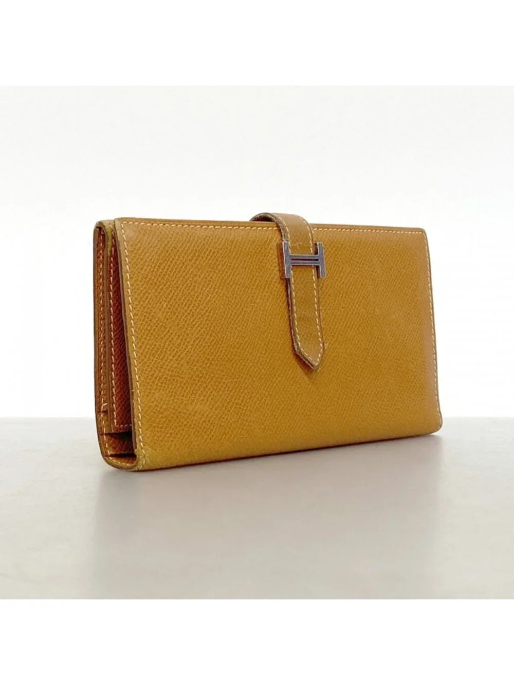 Hermes Trifold Wallet Bearn Dupri Veau Epsom Gold Silver